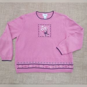 Alfred Dunner pullover sweater with embroidered front XL